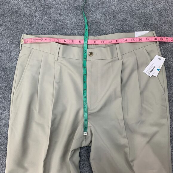 Van Heusen Traveler Pants Mens 36 Artichoke Pleated Front Classic Fit Non Iron - Picture 7 of 16